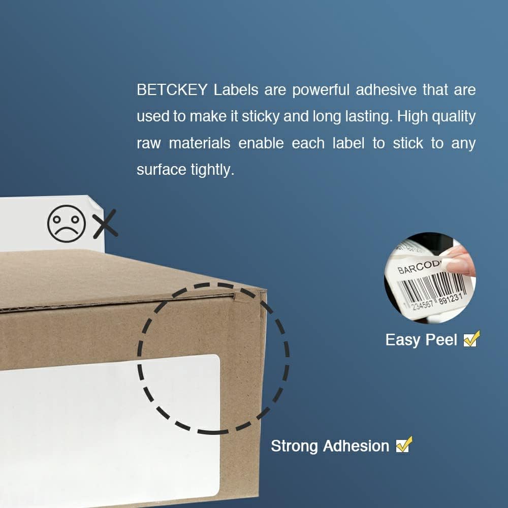 BETCKEY - Compatible File Folder Labels Replacement for Brother DK-1203 (0.66 in x 3.4 in), Use with Brother QL Label Printers [6 Rolls/1800 Labels]