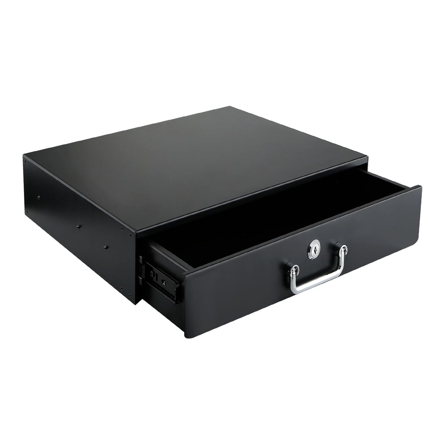 JIZEUO 2U Rack Drawer, Rack Mount Drawer Designed for 19-inch Network Equipment, Servers, AV Racks, or Cabinet Enclosures. Sliding and Lockable Server Rack Drawer Features Cable Management Holes
