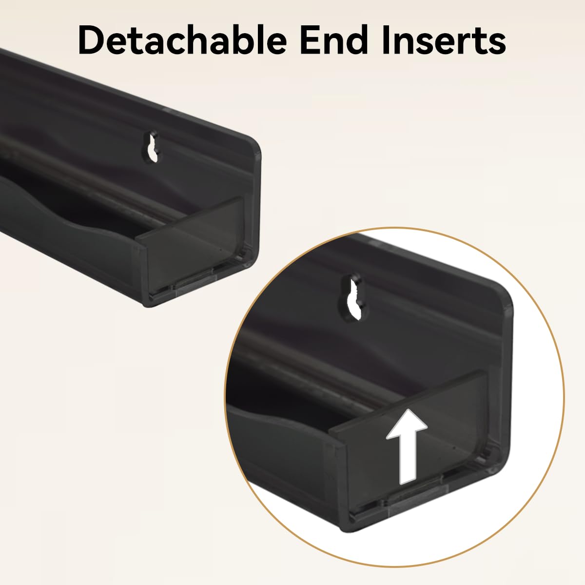 BTremary 15" Nail Polish Rack Wall Mounted Shelf Acrylic Paints Gel Polish Organizer and Storage with End Caps for Nail Techs, Art Lovers, Great Display Salons, Black