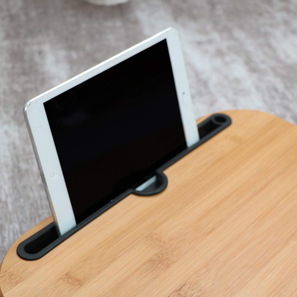 SKYZONAL Lap Desk, Laptop Lap Bamboo Desks with Anti-Slip Stopper Removable Pillow Cushion Cover, Right Left Mouse Pad and Wrist Pad, Tablet Phone Holder for Bed Sofa Couch Floor