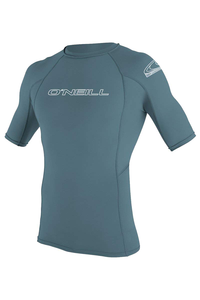 O'Neill Wetsuits Men's Basic Skins UPF 50+ Short Sleeve Rash Guard, Dusty Blue, X-Large