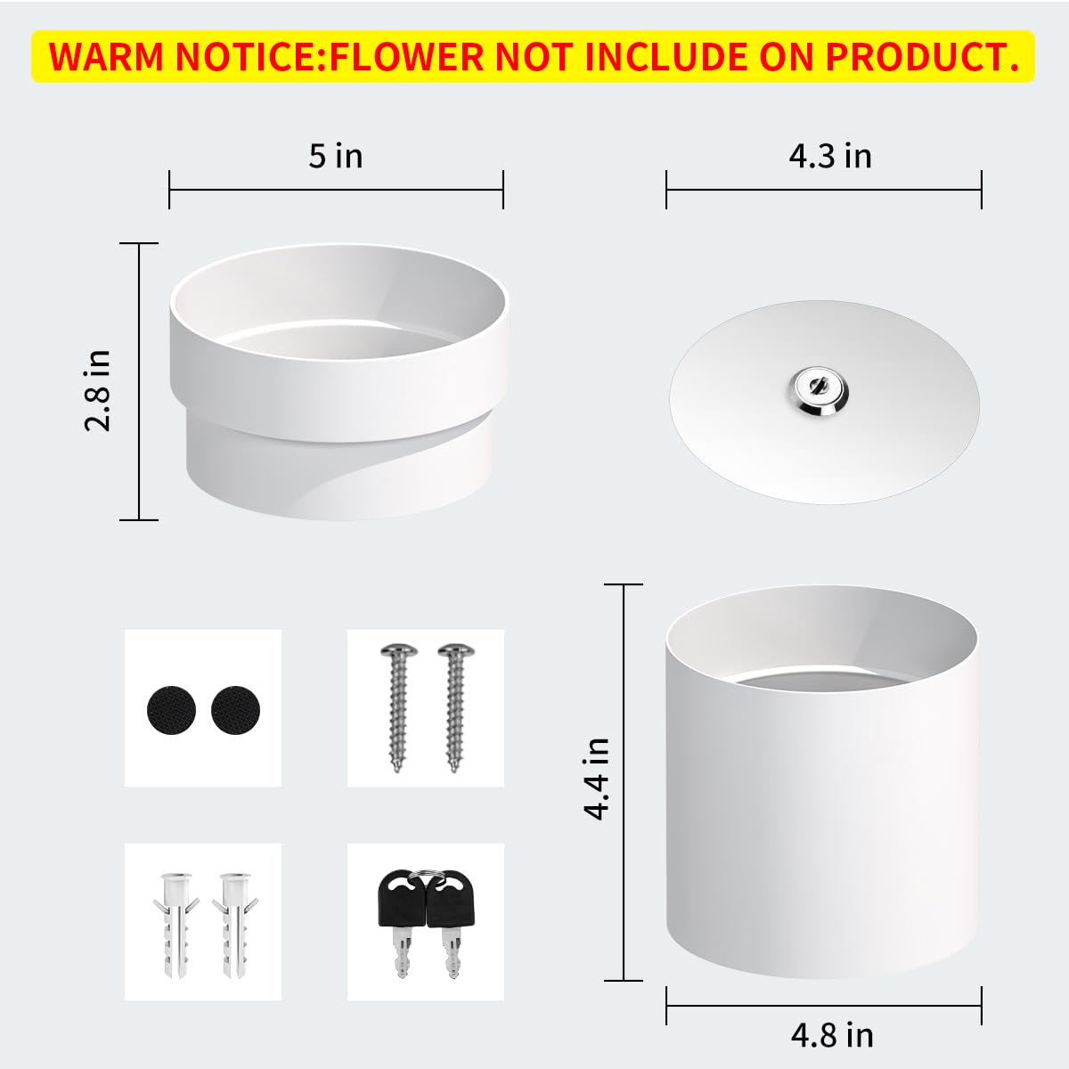Sdstone Fireresistant Waterproof Flower Pot Diversion Safe with Lock,Stainless Steel Secret Hidden Safe,Perfect for Hiding The Valuables Inside Flower Pot False Bottom(White)