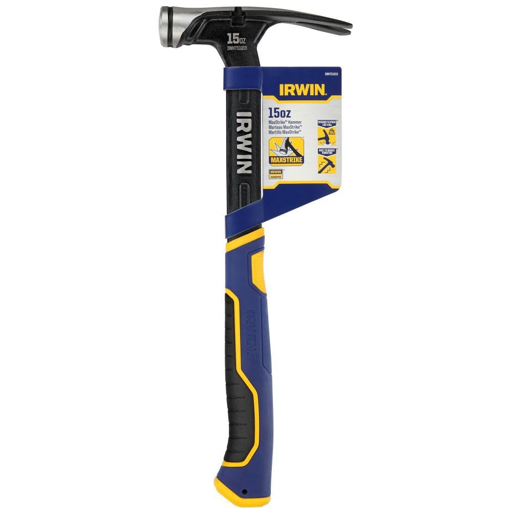 Irwin Tools IRWIN Hammer, Max Strike, 15oz High Velocity Steel Hammer (IWHT51015)