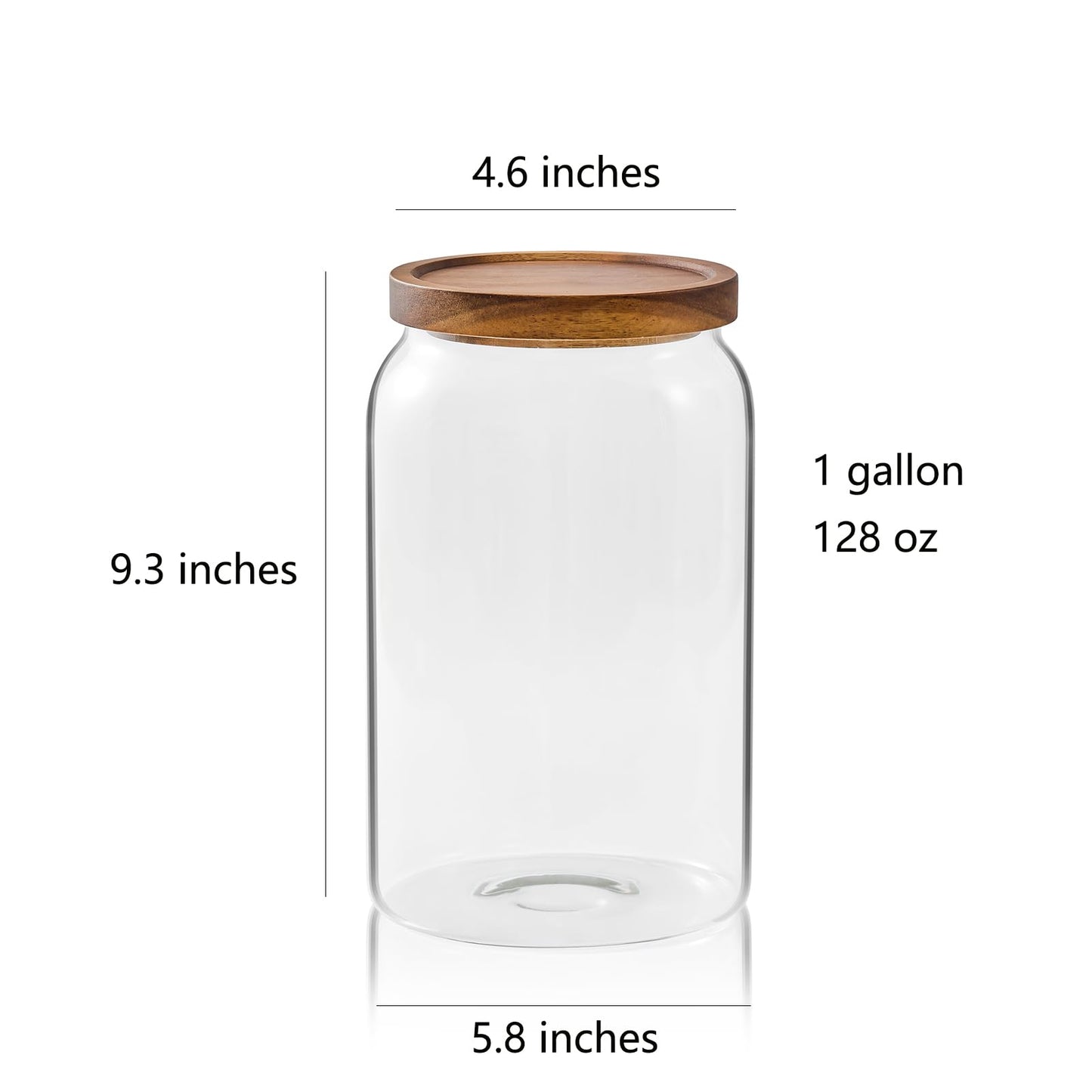 Sweejar Large Glass Candy Jars with Wooden Lids, 1 Gallon Glass Jar with Lid, Sugar/Flour Storage Containers, Big Glass Canisters with Airtight Lid, 2