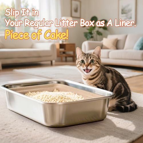 Disposable Litter Boxes for Cats Large: Recyclable 6-Pack Multi-Layer Leak-Proof Tray for Travel/Indoor Fits Most Jumbo Box as Liner