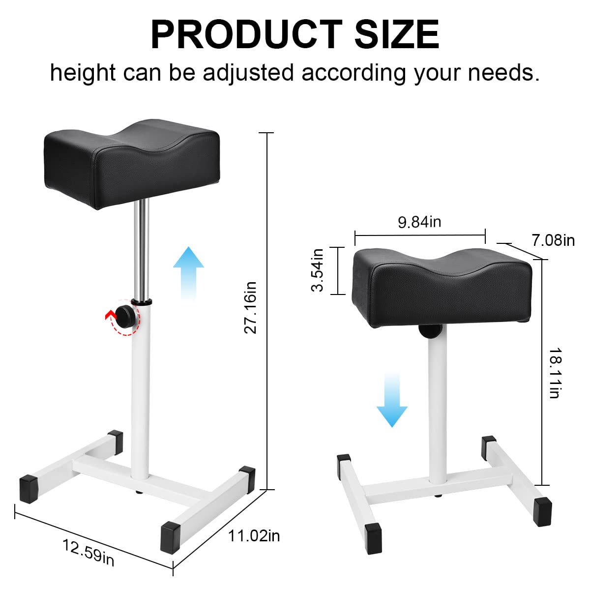 FLOLXNB Pedicure Manicure Footrest, Foot Massage Manicure Nail Beauty Stool Stand, Adjustable Height Footstool for Home Beauty Salon Spa Tattoo(Black)