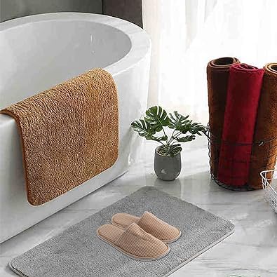 12 Pairs Disposable Slippers, Non-slip Guests Soft Polar Fleece SPA Slippers, Washable Reusable Slipper for Hotel Home Travel Indoor (Khaki, Grey)