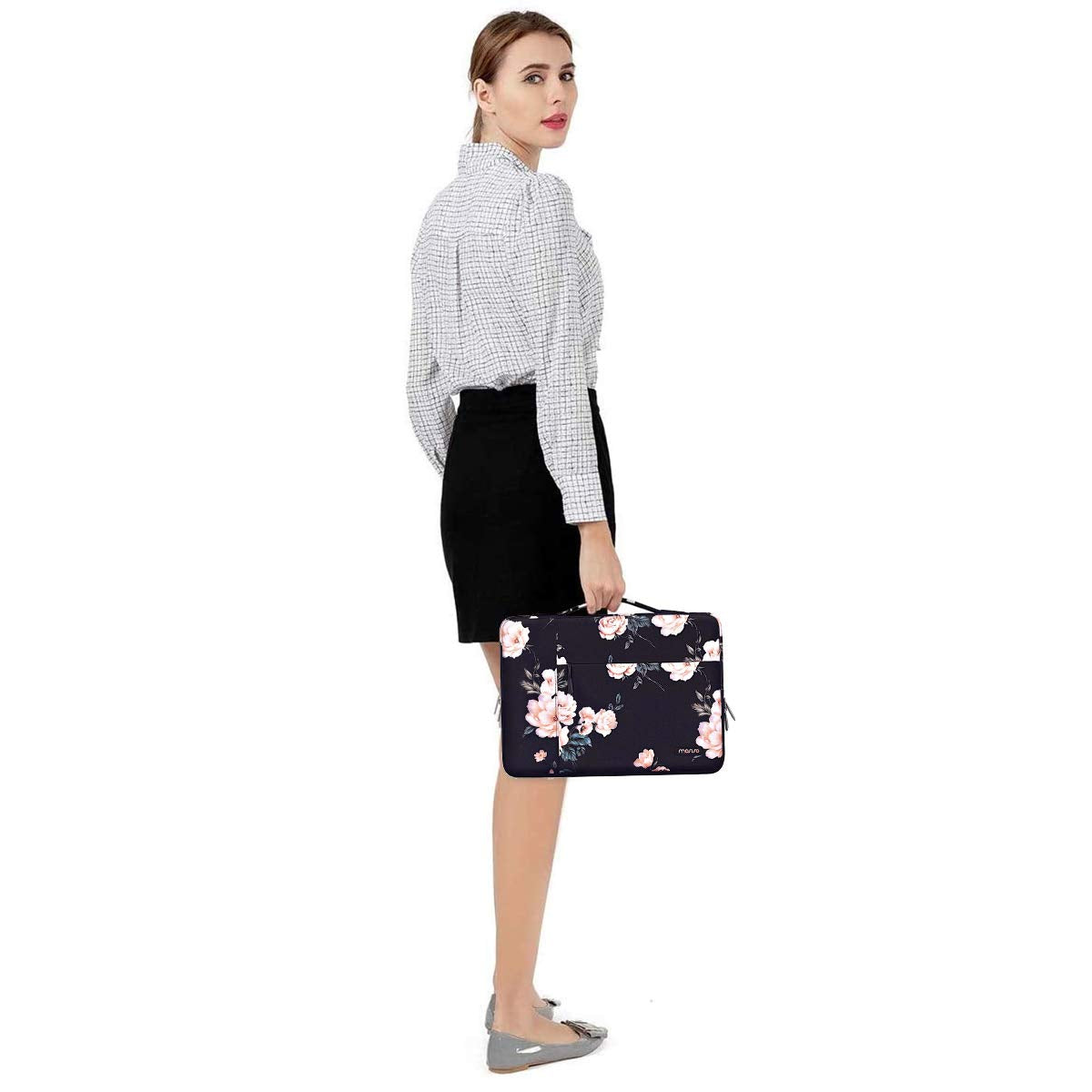 MOSISO Laptop Sleeve Compatible with MacBook Pro 16 inch 2023-2019 M2 A2780 M1 A2485 Pro/Max A2141/Pro Retina 15 A1398, 15-15.6 inch Notebook Computer, Polyester Camellia Multifunctional Briefcase Bag