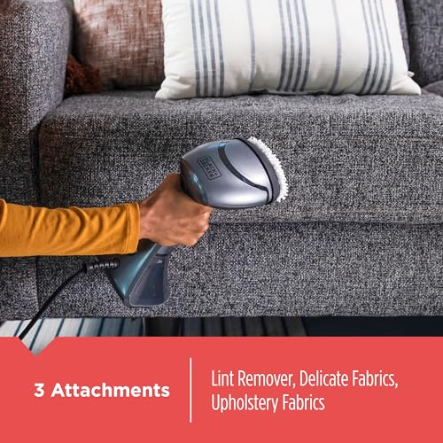 Black+Decker Advanced Handheld Steamer and Press Plate to Remove Wrinkles & Refresh Fabrics, 15-ft. Cord and 3 Attachments for All Your Needs