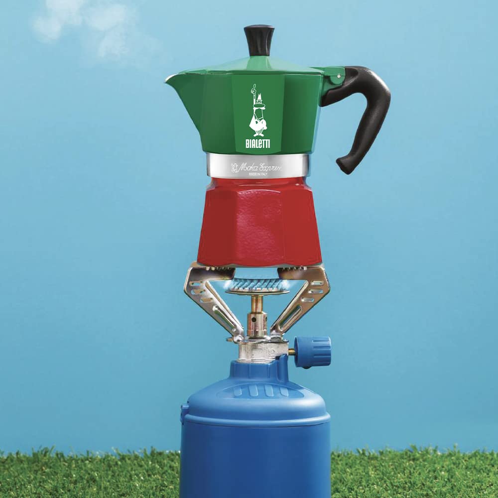 Bialetti Moka Express 6-Cup Aluminum Stovetop Espresso Maker, Tricolore