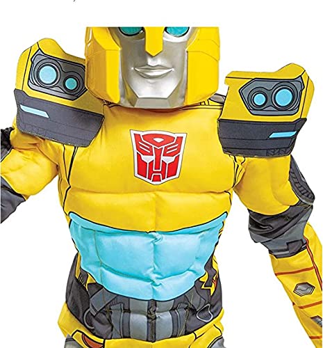 Bumblebee Costume, Muscle Transformer Costumes for Boys, Padded Character Jumpsuit, Kids Size Small (4-6)