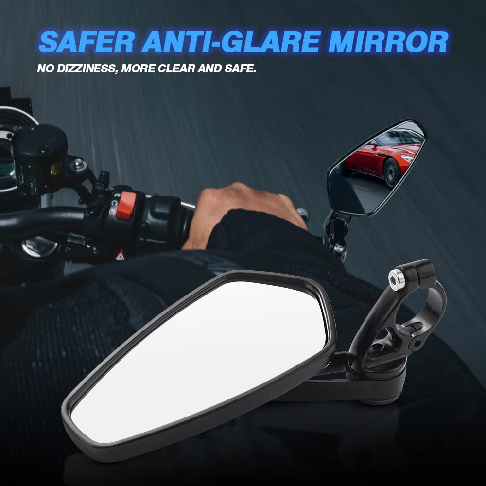 MICTUNING Motorcycle Mirrors - Bar End Rear View Mirrors Compatible with Most Honda Grom, Yamaha, Kawasaki, Ducati, Suzuki and More