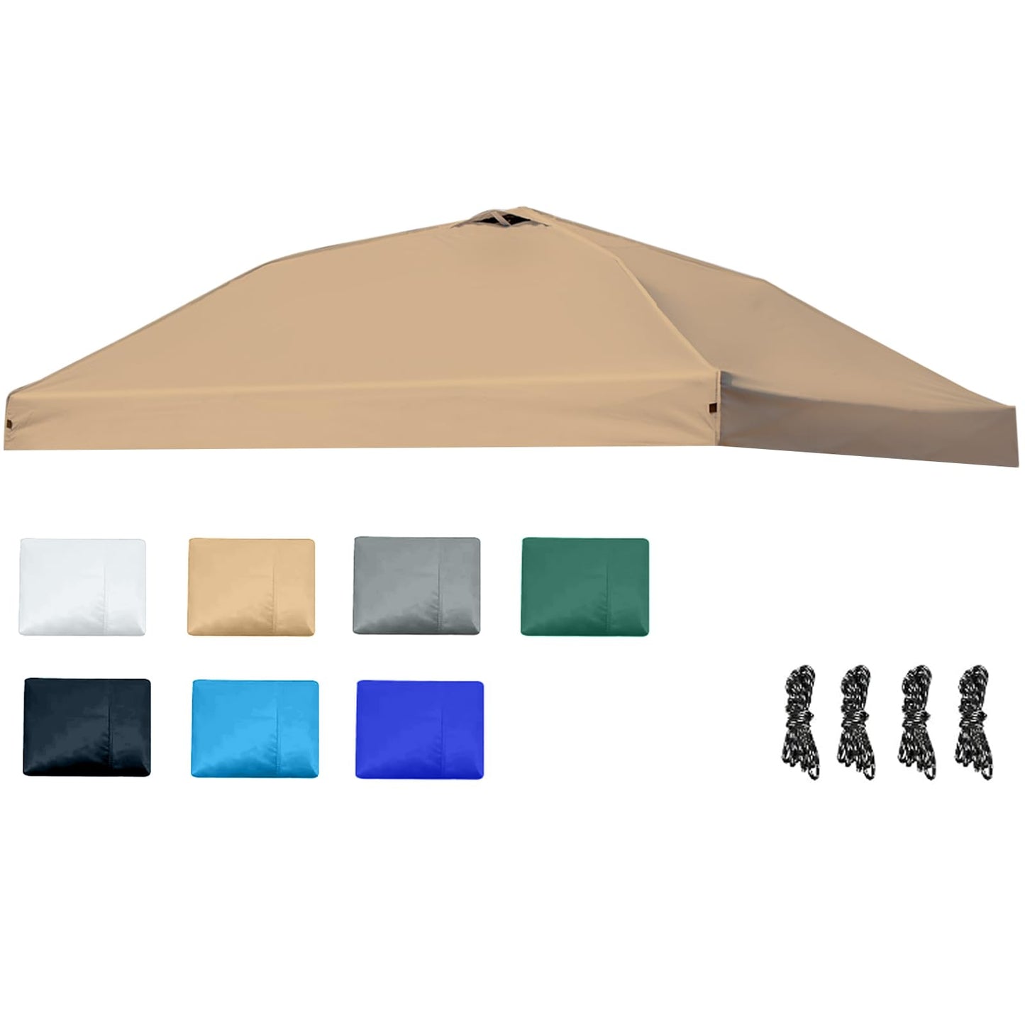 10x10 Canopy Replacement Top - for Straight Leg Canopy Tent, Waterproof, Durable, Tear-Resistant, Ideal for Outdoor Camping, Patio Shade (Top Only) (Khaki)