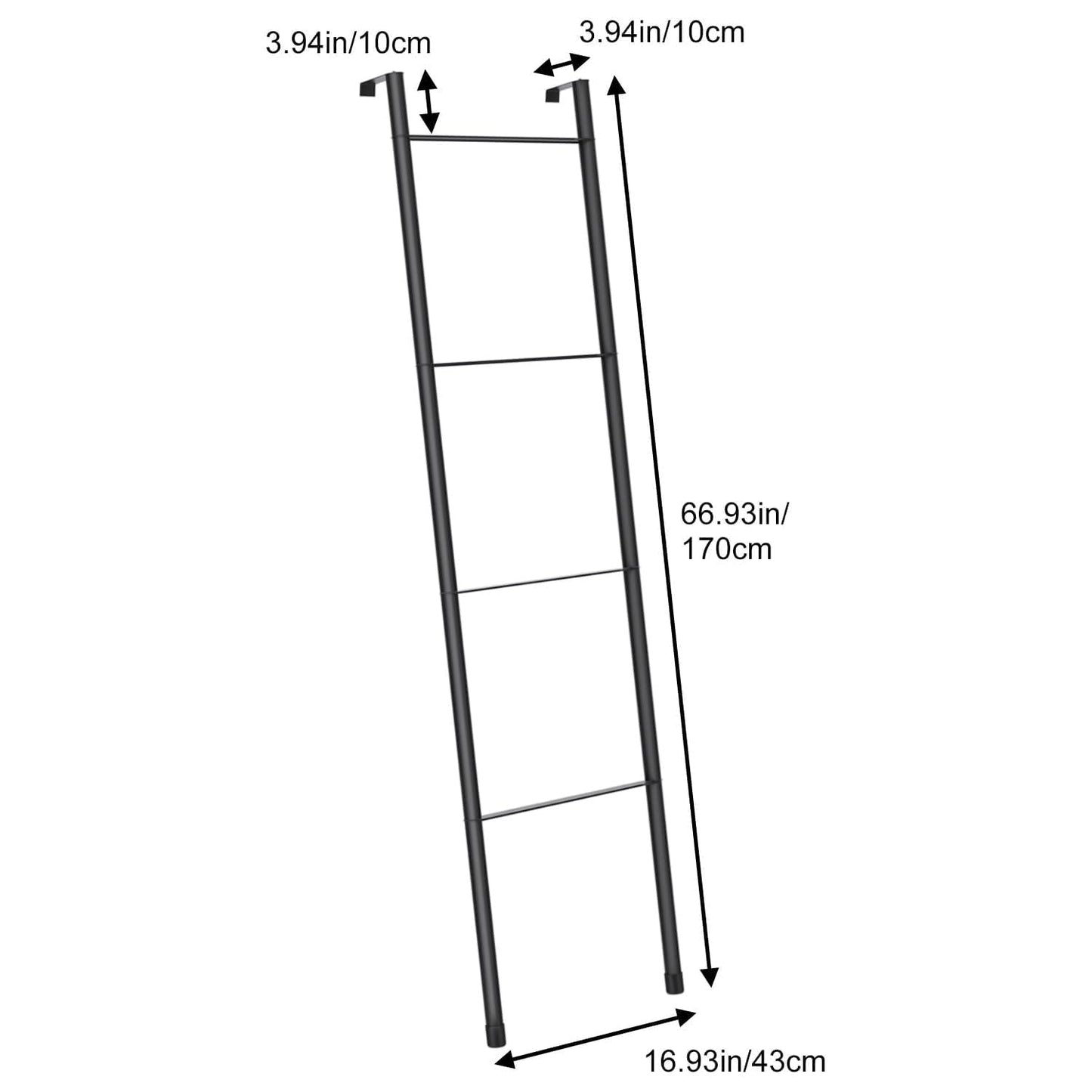 Pickpiff Black Metal Blanket Ladder - Free Standing Wall Leaning Ladder Towel Rack for Decorative Bathroom, Living Room, Kitchen, Holder for Towels, Blankets, Quilts(4-Tiers, Black)