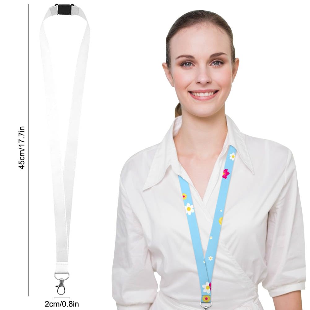 40 Pcs Sublimation Blank Lanyards White Sublimation Lanyards Neck Lanyards with Detachable Buckles DIY Heat Transfer Lanyards for ID Badge Holder
