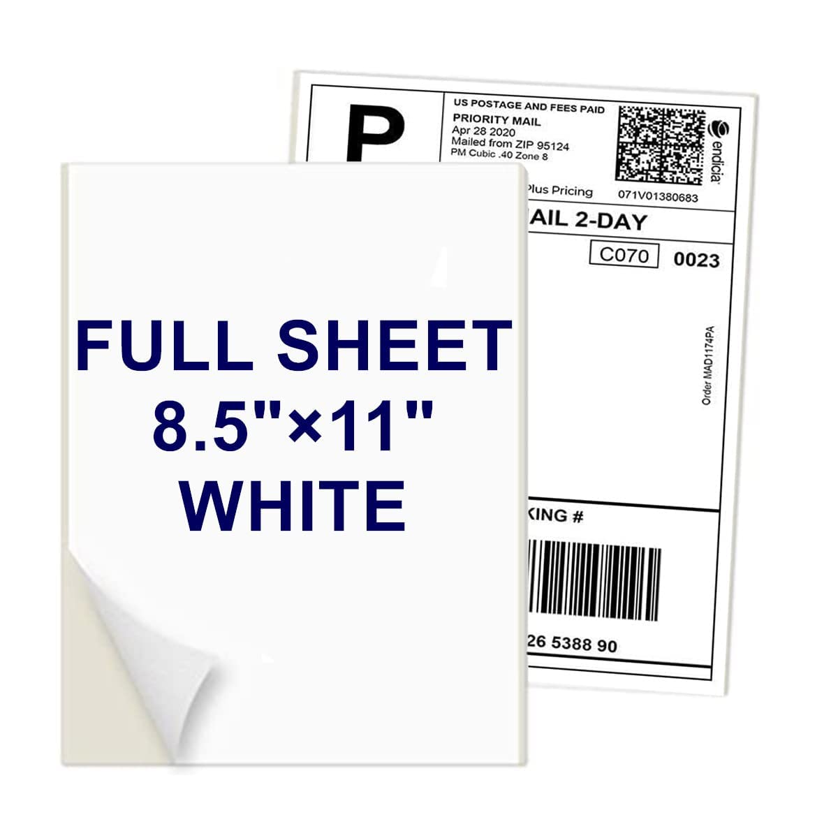 8.5" x 11" Labels Full Page Labels, Permanent Adhesive Full Sheet Shipping Labels Paper for Laser/Inkjet Printers, Letter Size, 500 Labels