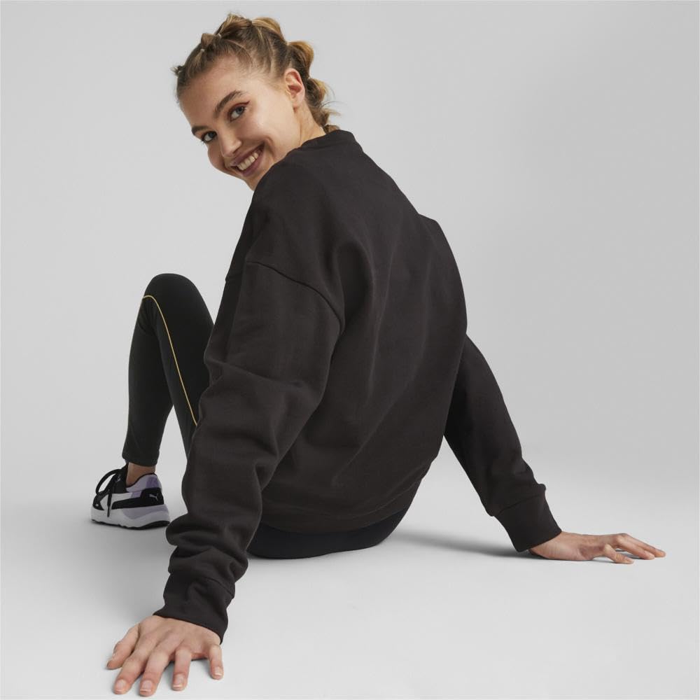 PUMA Women's Better Essentials Crew Sweatshirt, Puma Black, Large