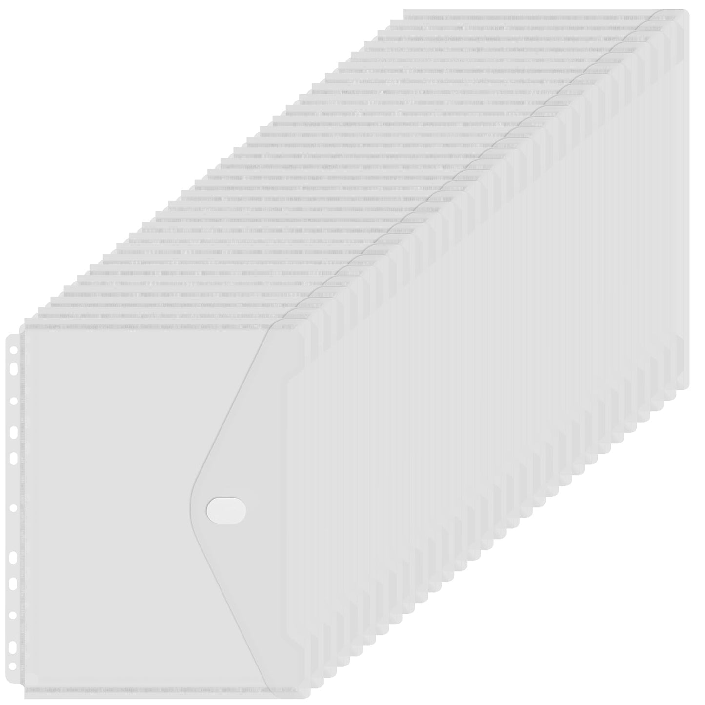 YoeeJob 11 Holes Clear Poly Envelope Binders Pocket Insert with Hook and Loop Closure Letter Size 30 Packs