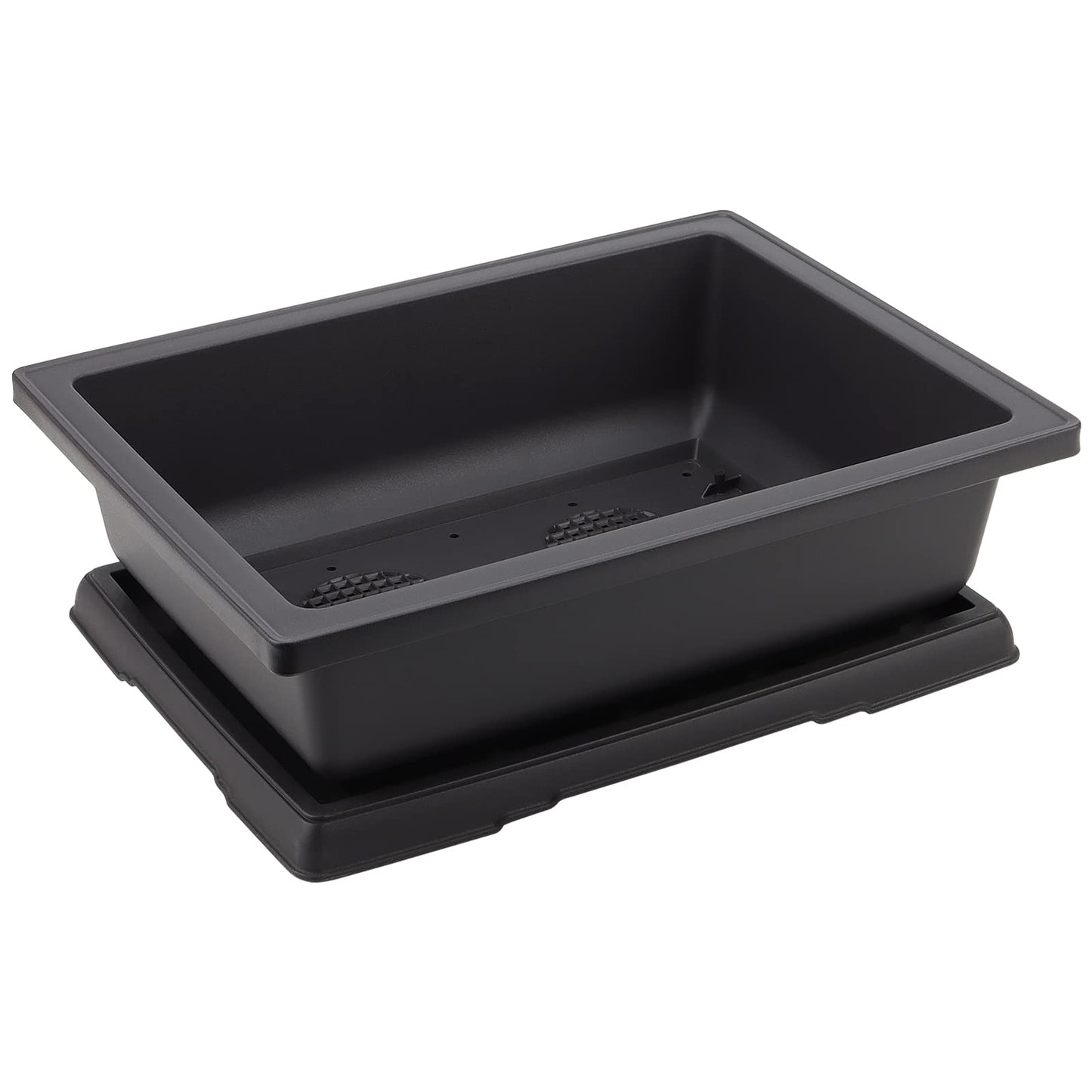HEIHAK 3 Pack 14 Inch Large Bonsai Pots, Rectangular Built in Mesh Plastic Bonsai Training Pots with Trays, Plant Flower Tree Growing Bonsai Planter for Garden Supplies, Yard, Office, Room, Balcony