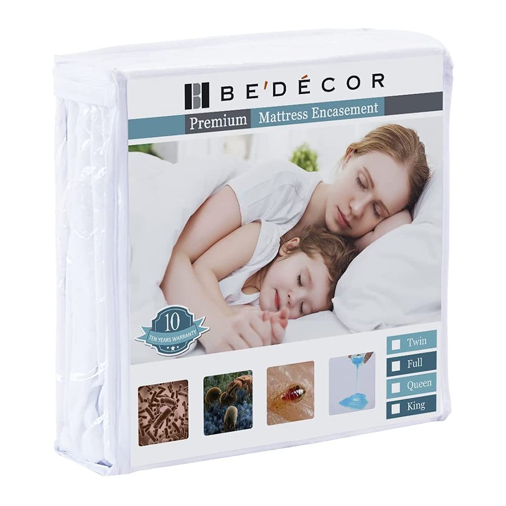 Bedecor Zippered Waterproof Twin Mattress Protector, Fits up to 3-6 Inch Depth, Bed Protection Cover Single Size with Zipper, Fully Encased 6-Sides Mattress Encasement, Breathable & Soft, 39" X 75"