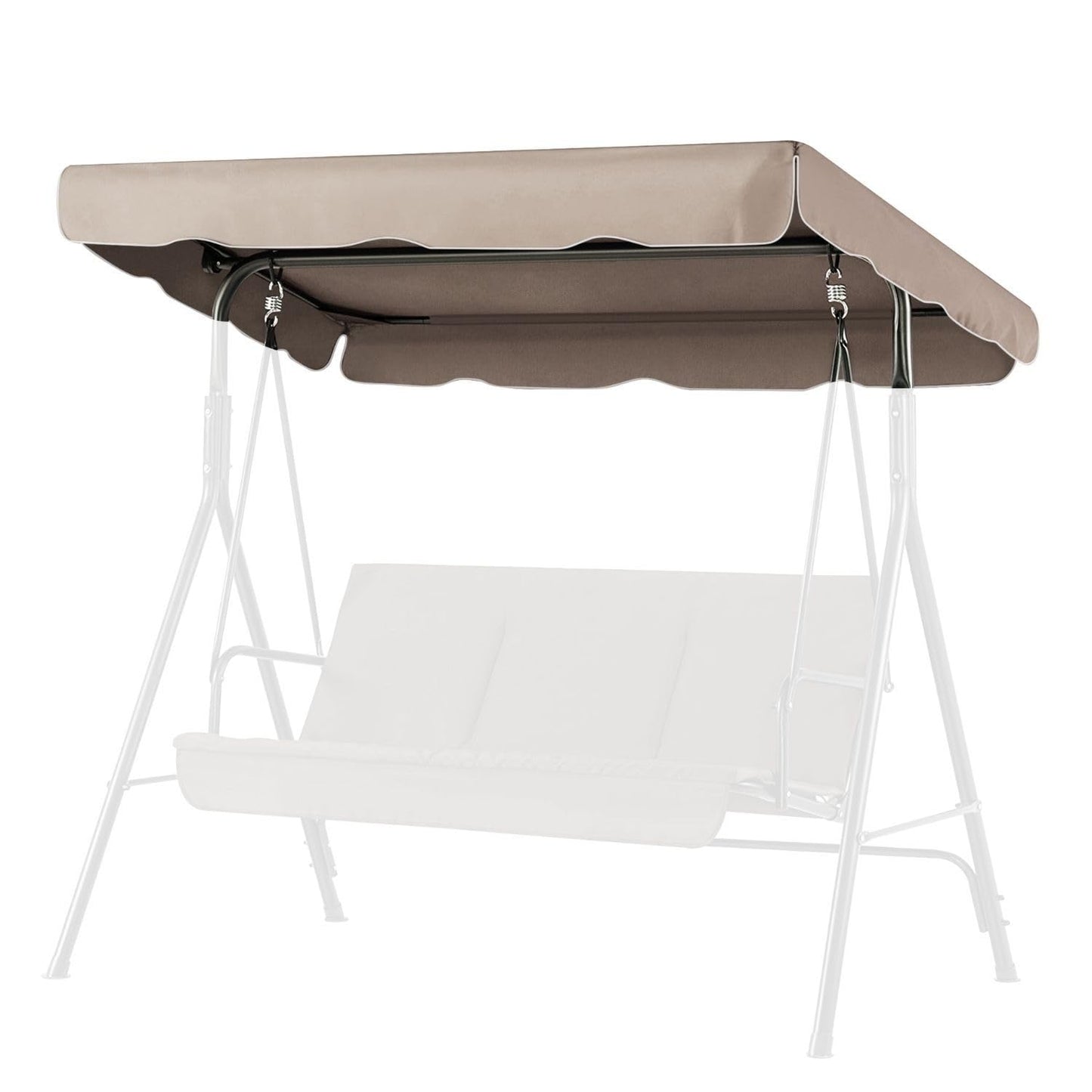 Flexzion Swing Canopy Cover (Beige) 77" x 43" - Deluxe Polyester Top Replacement UV Block Sun Shade Waterproof Decor for Outdoor Garden Patio Yard Park Porch Seat Furniture
