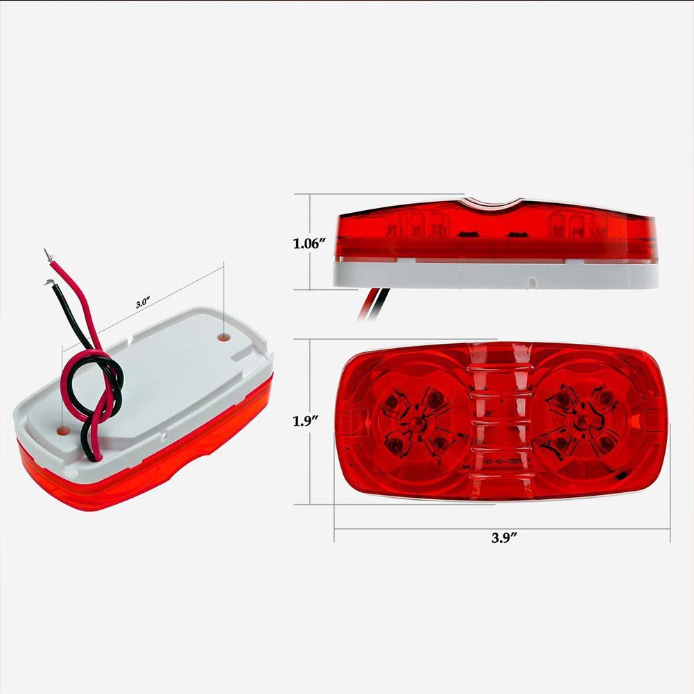 Supoika Trailer Marker LED Light 14 Pack Double Trailer Side Marker LED Light Bullseye 10 Diodes Clearance Lamps Red/Amber for Truck RV Boat Camper Trailers Pickups (7 Red & 7 Amber)