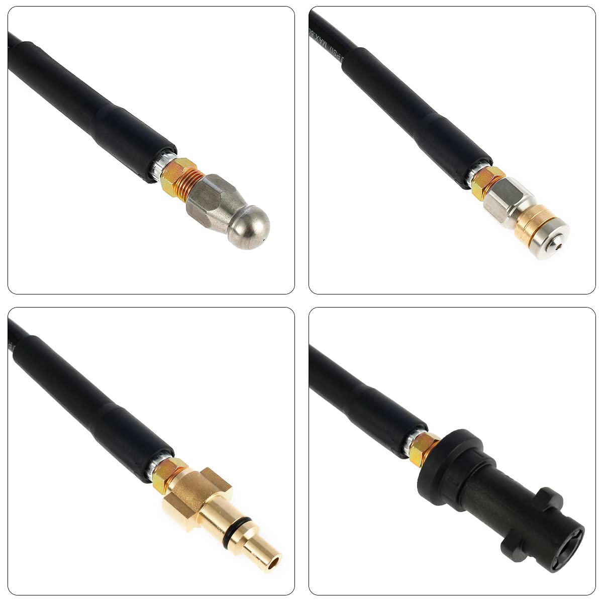 Abizarch 33FT Sewer Jetter Kit, High Pressure Washer Drain Cleaning Hose Kit,1/4 Inch Sewer Jetter Nozzle Kit, Pipes Gutters Cleaning Tool Compatible with K2 - K7 Series Pressure Washer