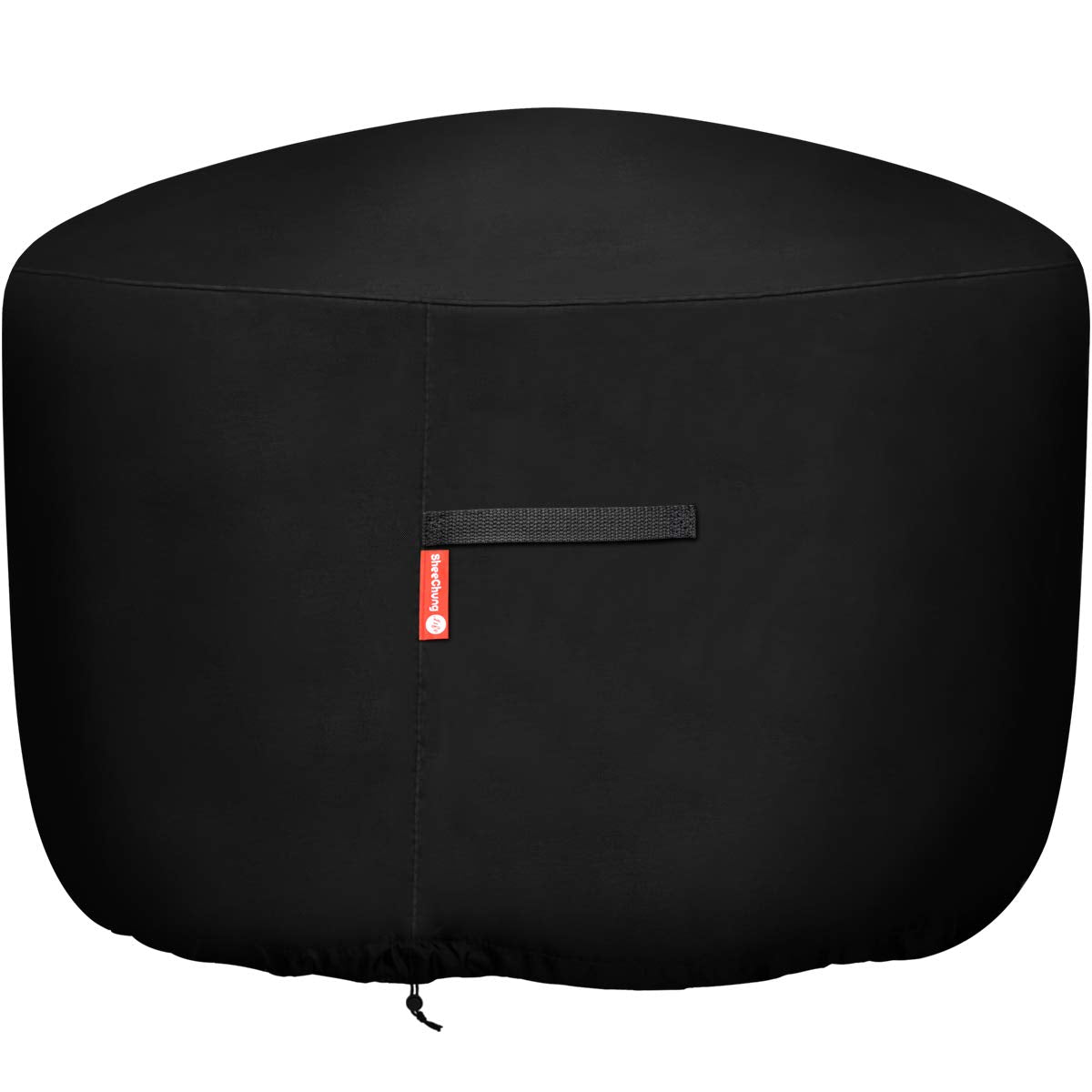 SheeChung Round Gas Fire Pit/Table Cover-Heavy Duty 600D Polyester with PVC Coating Material,100% Weather Resistant and Waterproof,Fits 30",33",36",35", 34" Fire Pit/Bowl Cover,Black,36”Dia X 24”H