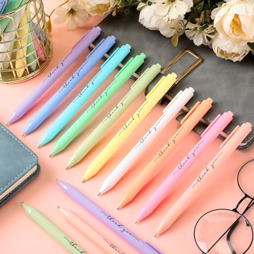Dispowreath 200 Pcs Thank You Pens Bulk Multicolor Ballpoint Pens Thank You Gift for Men Women Employee Holiday Appreciation Gifts for Teacher Office Party Favors