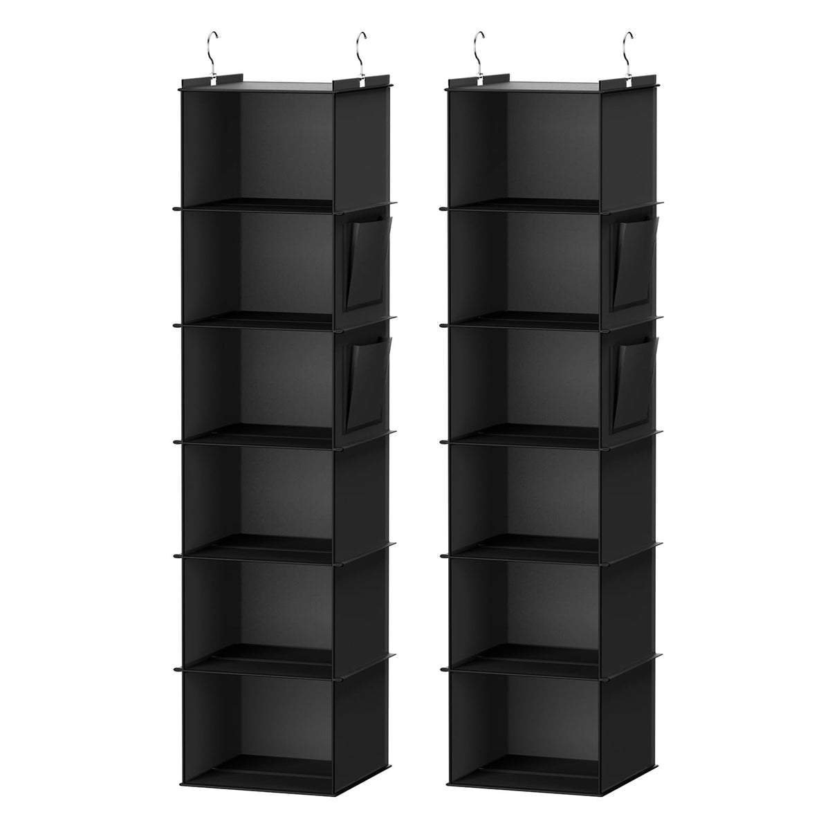 YOUDENOVA Hanging Closet Organizer, 6-Shelf Closet Hanging Storage Shelves, 2 Packs, Black