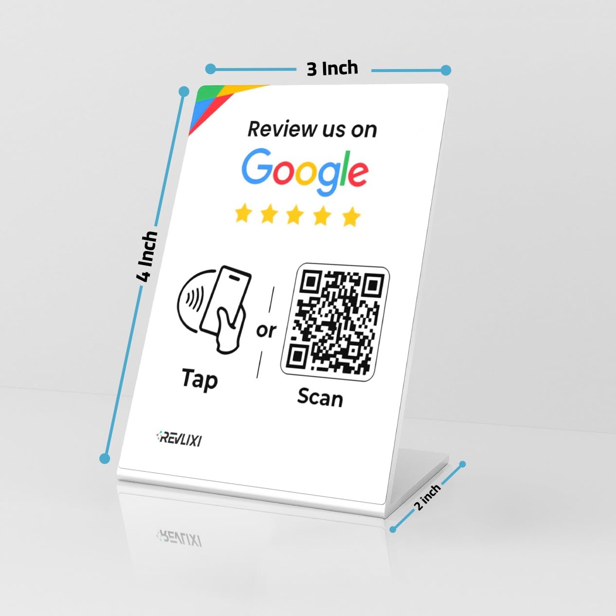 REVLIXI Google Review Stand (3 PCS)- Boost Reviews w/Reusable Google Review Tap Card Stand & QR Code Stand -No App, No Subscription- Android & iPhone Compatible -Boost Google Reviews for Online Growth