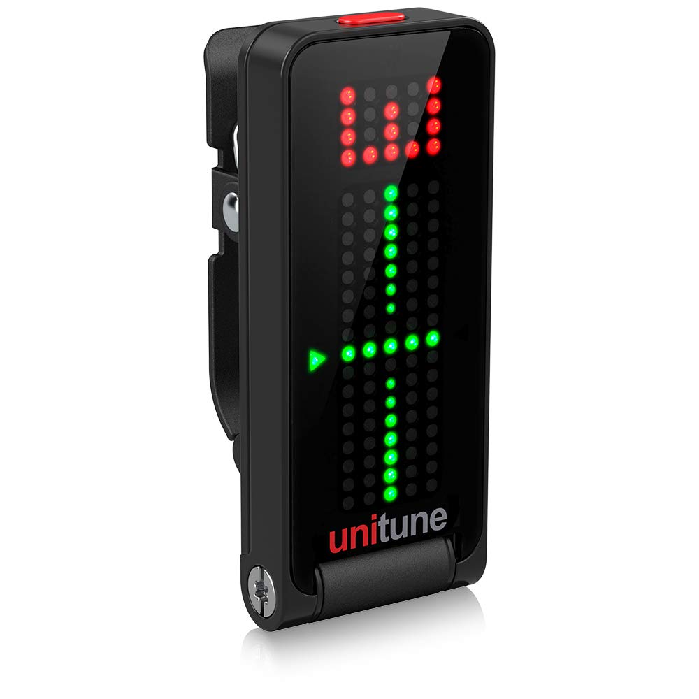 TC Electronic UNITUNE CLIP NOIR Headline Black Clip-On Tuner with Strobe and Chromatic Modes and 108 LED Matrix Display for Uncompromised Tuning Quality