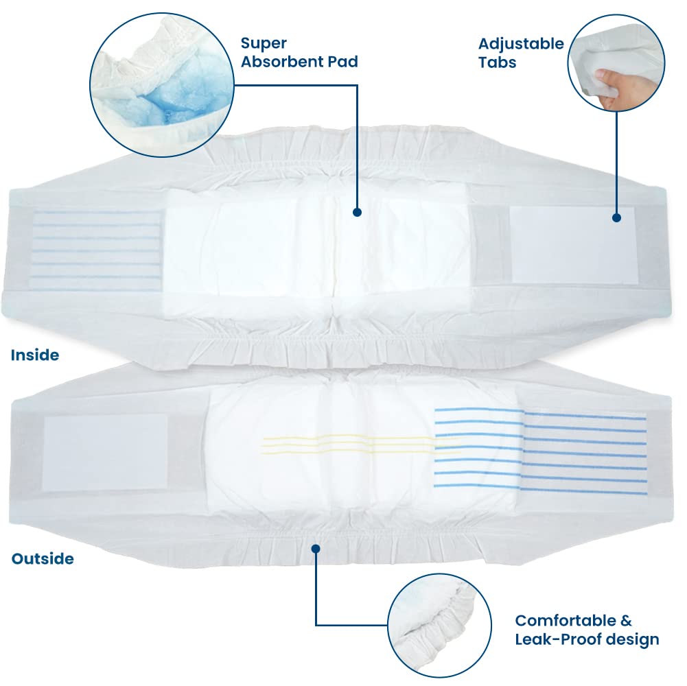 BV Dog Diapers Male Small (Waist 12-19 in) Super Absorbent - 50 Count Disposable - Doggie Diapers with Wetness Indicator - Adjustable Male Dog Wraps - Ideal for Incontinence/Training