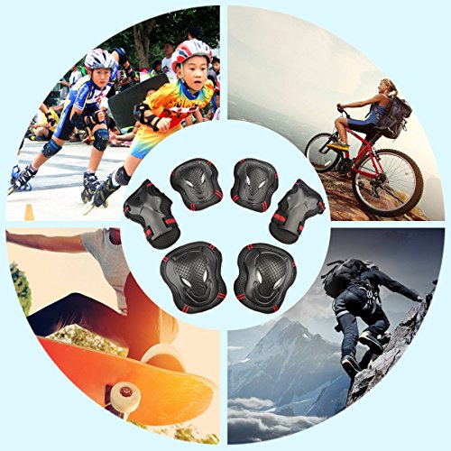 Besmall Skateboard/Skate Helmet with Protective Gear Knee Pads Elbow Pads Wrist Guards for Age 18+ Youth Adults BMX/Skateboard/Bike, for Head Size L (57-62cm) Black