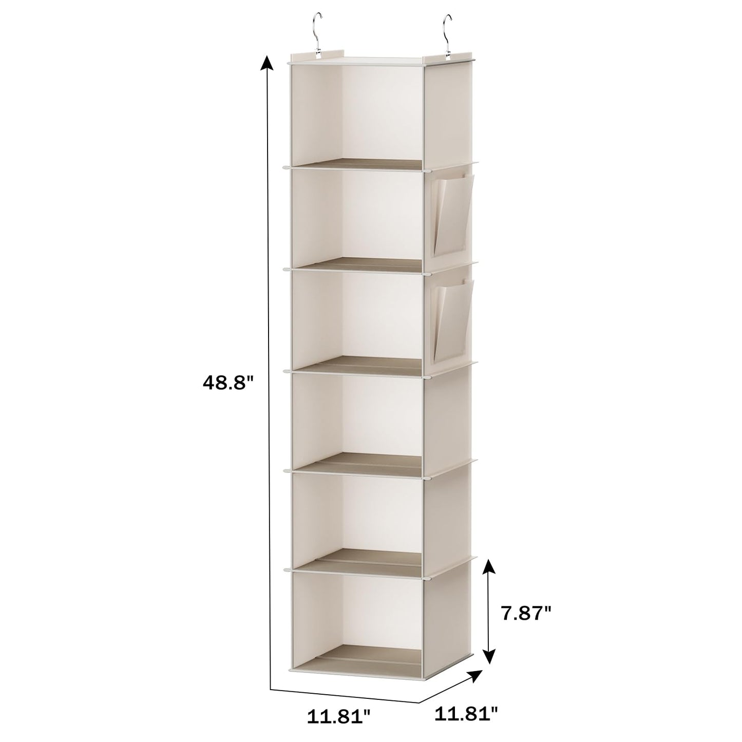 YOUDENOVA Hanging Closet Organizer, 6-Shelf Closet Hanging Storage Shelves, 2 Packs, Beige