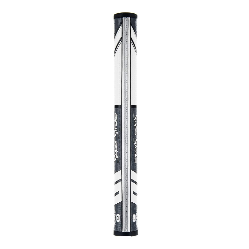 SuperStroke Traxion Flatso 1.0 Golf Putter Grip Featuring Our Distinct Pentagonal Wide, Flat Shape with Five Pronounced Edges, Gray/White