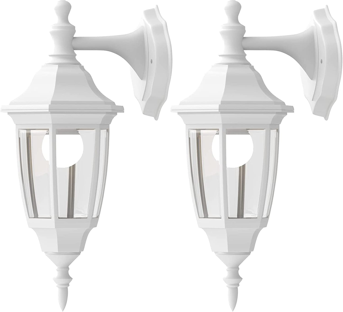 EMART Outdoor Porch Light, Exterior Wall Mount Lantern Fixtures, Anti-Corrosion Waterproof Plastic Material, E26 Socket Lamp for House, Garage, Outside, Backyard, White, 2 Pack (Bulb Included)