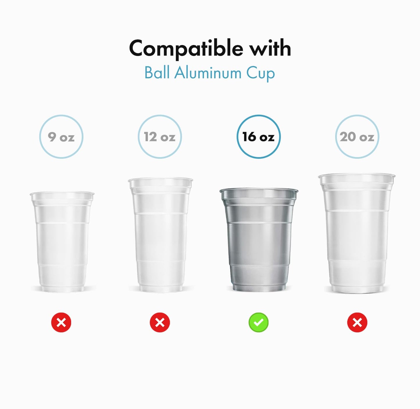 30-Pack Aluminum Lids with Straw Hole, Compatible with Ball Top Cup Party Cups (16oz Size Only) Cups Sold Separately