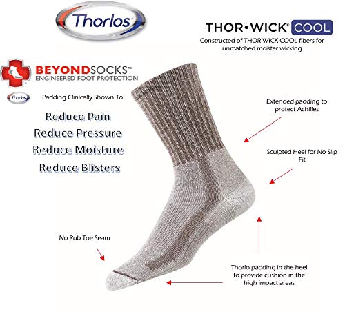 thorlos LTH Light Hiking Thick Padded Crew Sock, Navy (3 Pairs), X-Large