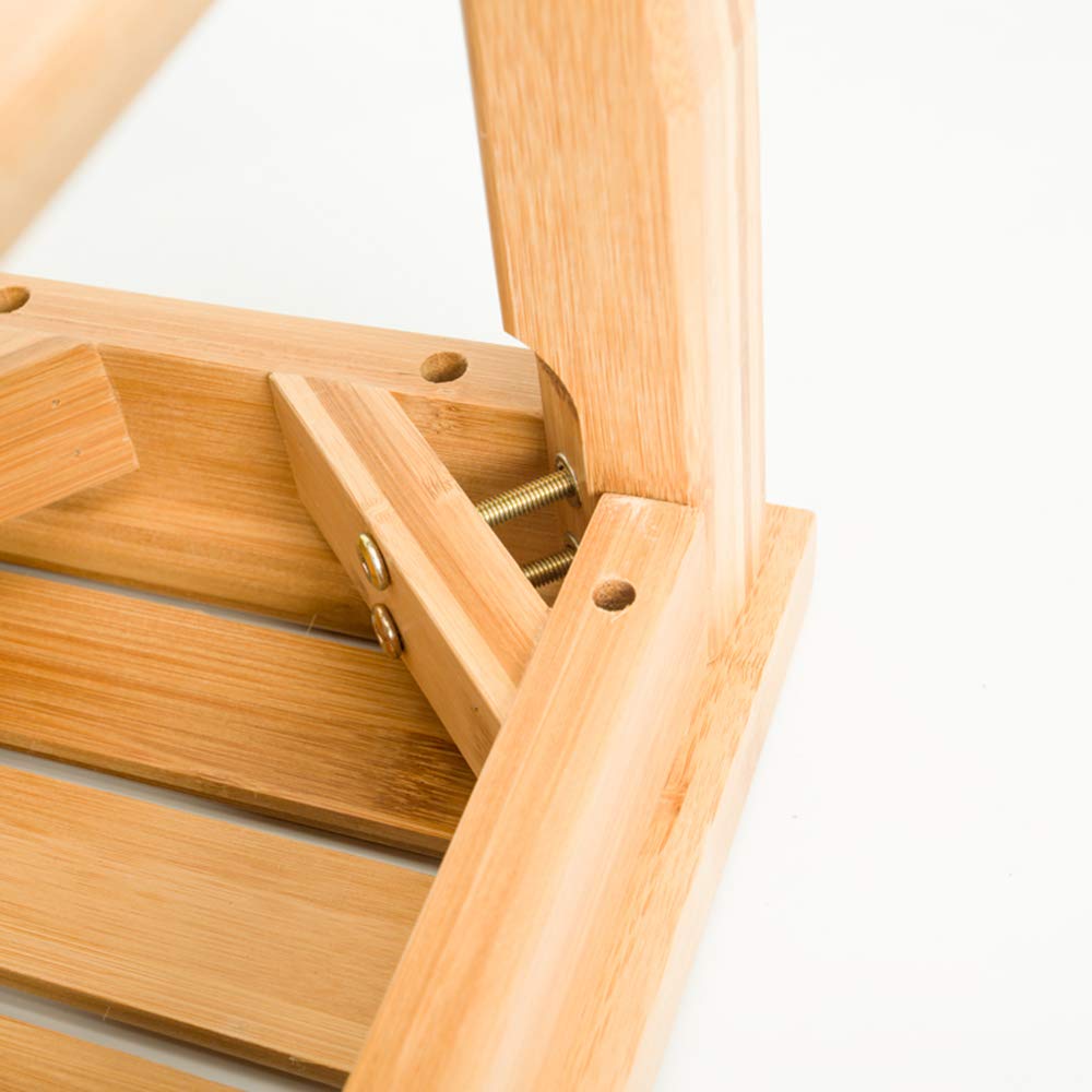 SogesGame Bamboo Shower Bench Stool with Shelf 2-Tier Wood Storage & Seating for Bathroom, Shower Bench Waterproof Chair, Bath Stool, Spa Sauna Seat,KS-HSJ-04-S8-CA