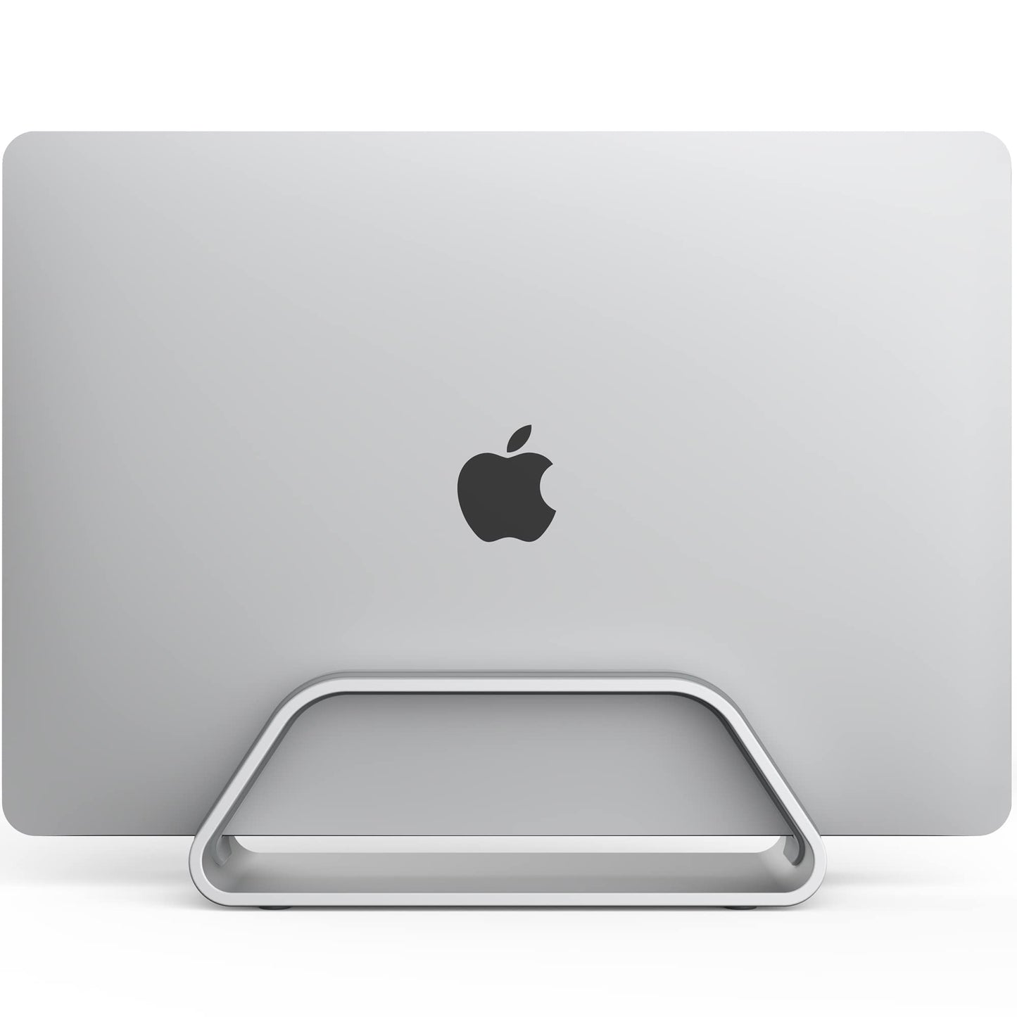 HumanCentric Vertical Laptop Stand Compatible with MacBook Pro and MacBook Air, Holder for Personal Computer Desk Stand, Aluminium, Exchangeable Inserts to Fit Different Device Models, Silver