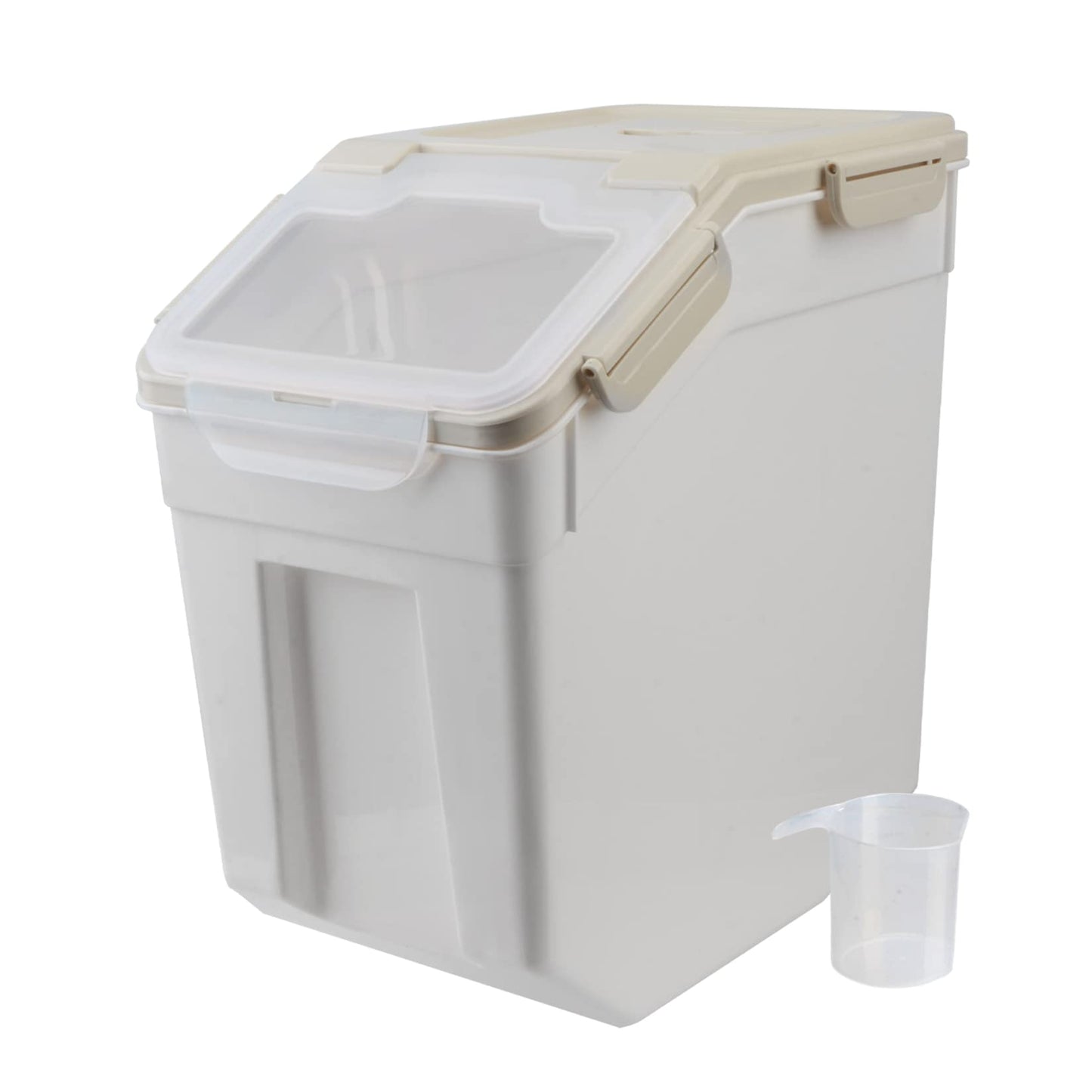 AnRui Airtight Flour Storage Container 25Lb, Large BPA Free Plastic Rice Storage Dispenser Kitchen Pantry Organizer Box Pet Dog Cat Food Storage Container Bin,Grey