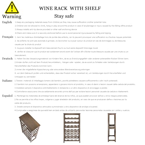 STELLSTAR 24 Bottle Wine Rack Freestanding Floor, 6 Tier Wine Display Storage Shelves with Tabletop, Bamboo Wine Bottle Holder Stand with Wave Bars for Kitchen Dining Room Pantry, Black