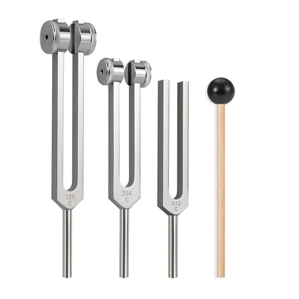 Bysameyee Professional Healing Tuning Fork Set (128Hz, 256Hz, 512Hz) for Sound Therapy, Meditation & Frequency Healing