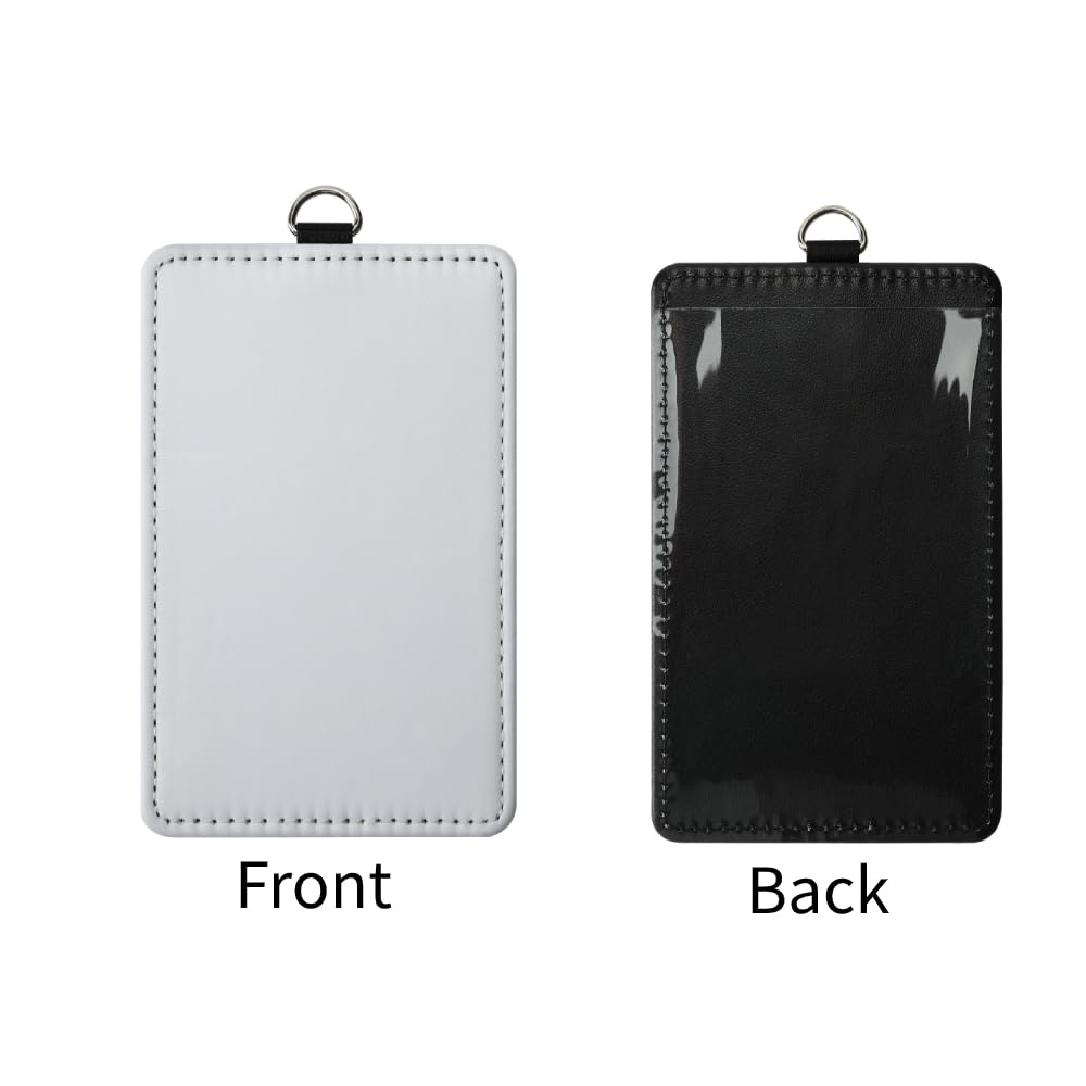30 Pack Sublimation Blanks Bulk Pu Leather ID Badge Holder Heat Transfer Print Vertical ID Card Holders for Badges Buddy Waterproof Name Tag Holders Blank for Coach Office Employees Students