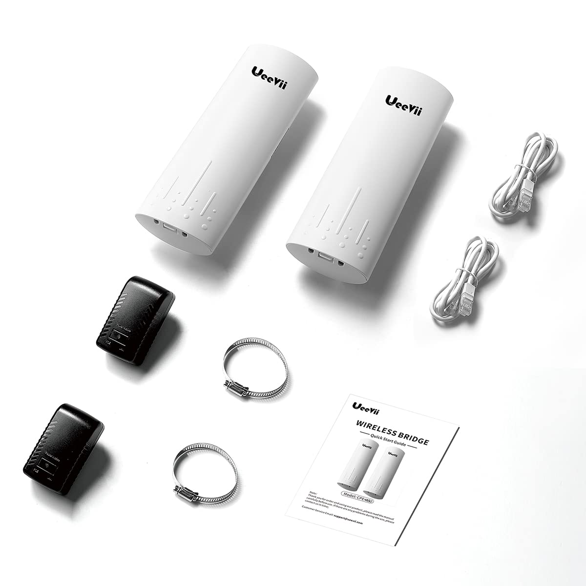 UeeVii WiFi Bridge Outdoor : 5.8G Point to Point Wireless Bridge CPE450 Plug and Play for Network Extend, 3KM Long Range CPE, IP65 Waterproof, Ideal for Starlink, Security Camera/Barn/Shop/Garage