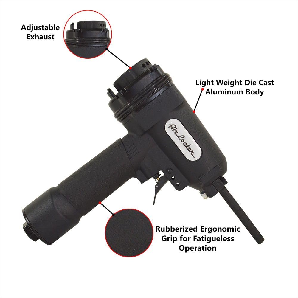 Air Locker AP700 Heavy Duty Professional Air Punch Nailer/Nail Remover/Nail Puller. 1/4 Inch NPT Thread Air Inlet. 80-120 PSI Pneumatic Nailer Removes 10-20 Gauge Nails, Black