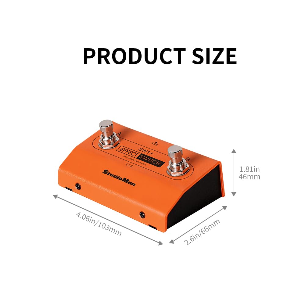StudioMan SW1+ Dual-Footswitch Controller -Orange, Compatible with Multi Effects for Looper, Drum, Tuner, Effect Control