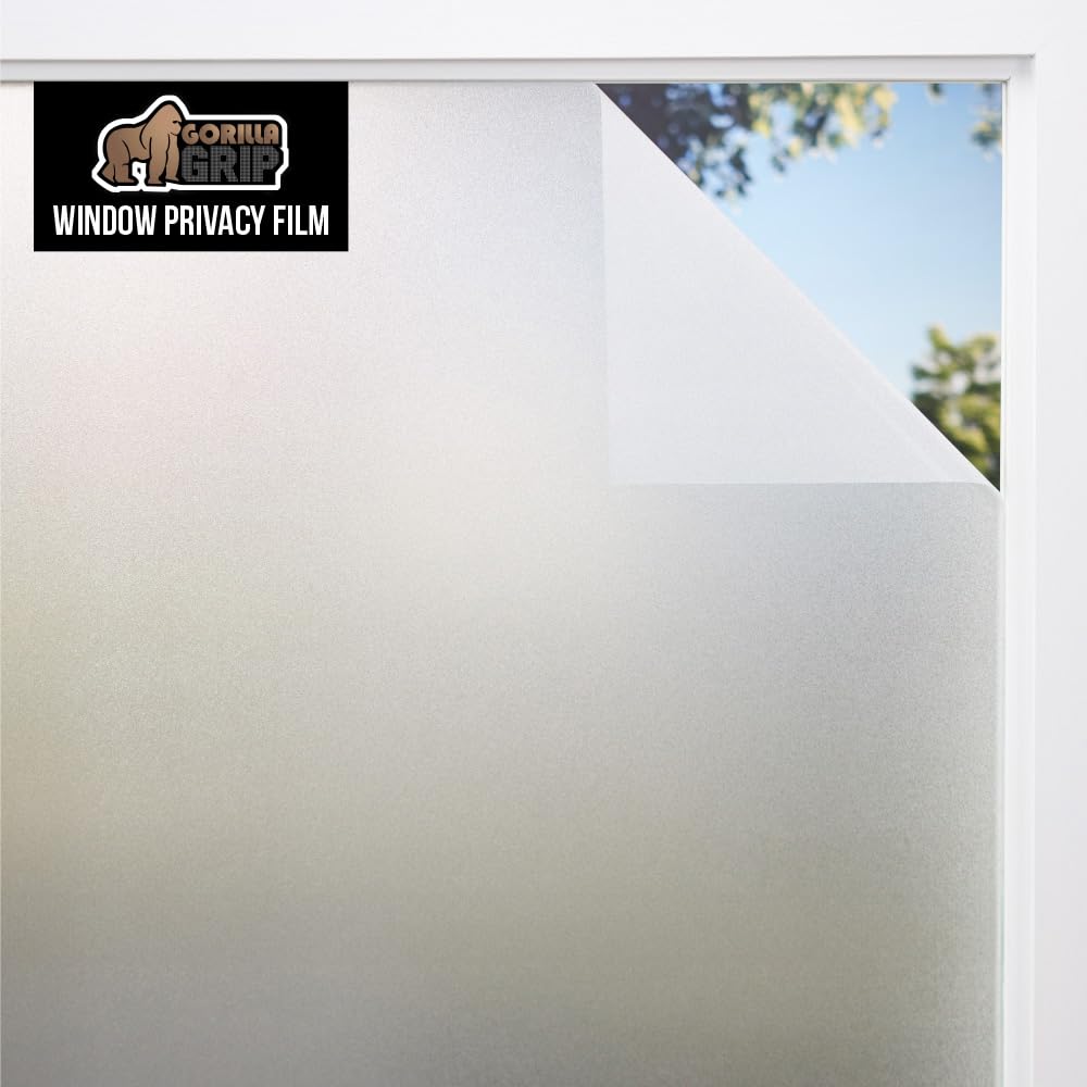 Gorilla Guard Two Way Sun Blocking Window Privacy Film, 23.6" x 78.7”, Strong Static Clings to Glass Windows, Peel and Stick, Removable Stickers, Decorative Bathroom Door Coverings, Frosted