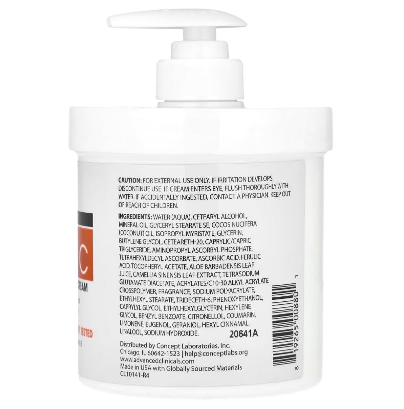 Body Lotion 16 oz Set of 3 For face, hands, neck, body V-C Body Cream Jar with Pump